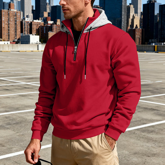 Light-luxury Commuter-style Long-sleeve Hoodie With A Stand-up Collar