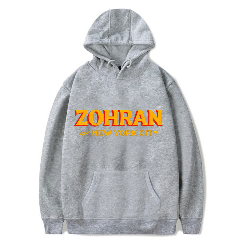 Zohran Printed Hoodie Autumn And Winter Fleece Sweatshirt