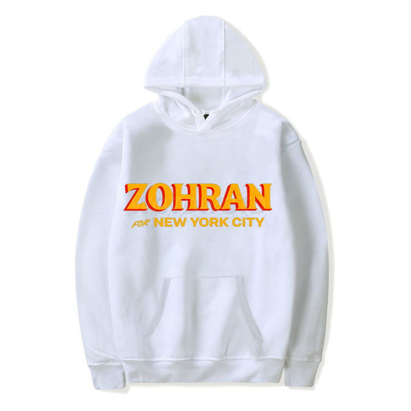 Zohran Printed Hoodie Autumn And Winter Fleece Sweatshirt