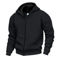 Men's Warm With Velvet Hooded Zipper Casual Sweatshirt