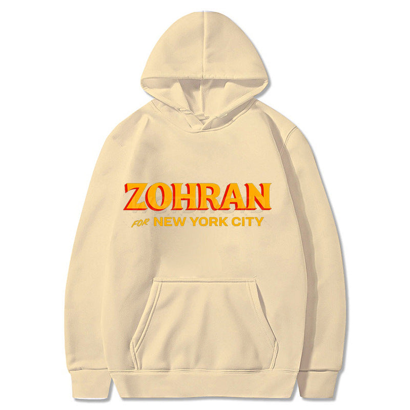 Zohran Printed Hoodie Autumn And Winter Fleece Sweatshirt