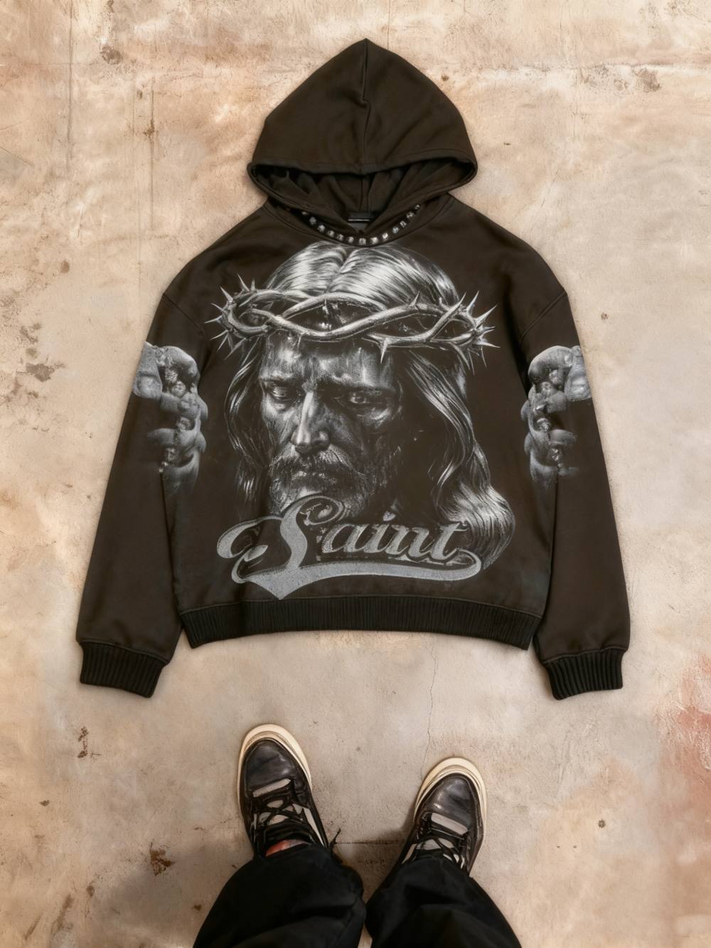 Men's Retro Printed Zipper Hooded Sweatshirt