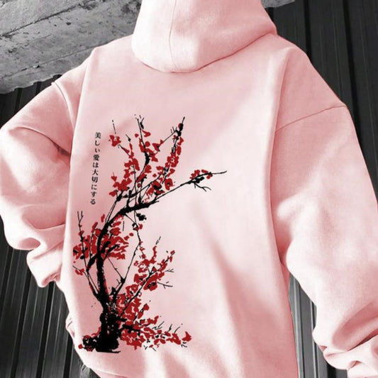 Men's Casual Printed Top Loose-fitting Hooded Sweatshirt