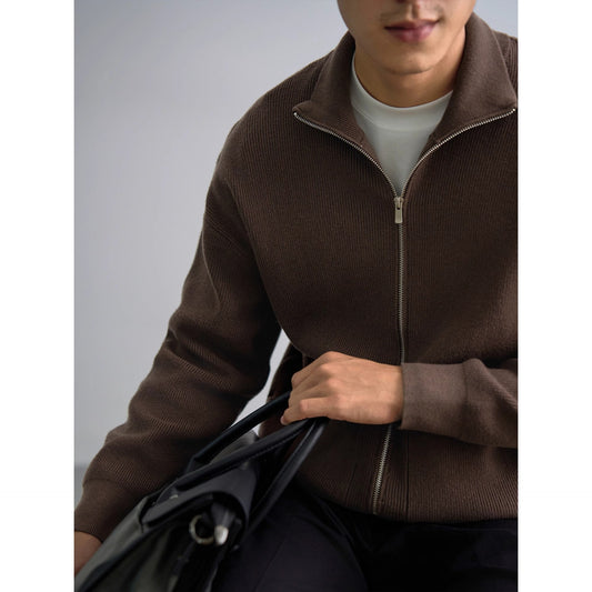 Mens AutumnWinter Zip-Up Sweater Top Coat