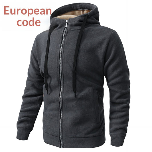 Mens Fleece-Lined Jacket With Hooded Sweatshirt From Europe And The US