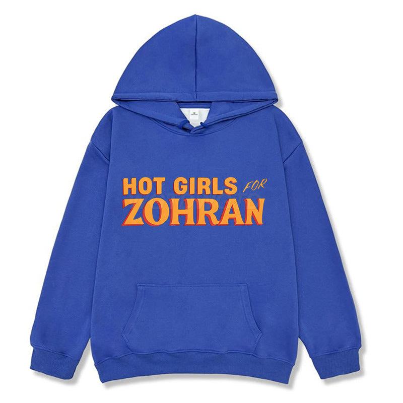 Zohran Printed Hoodie Autumn And Winter Fleece Sweatshirt