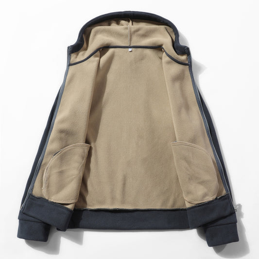 Mens Fleece-Lined Jacket With Hooded Sweatshirt From Europe And The US