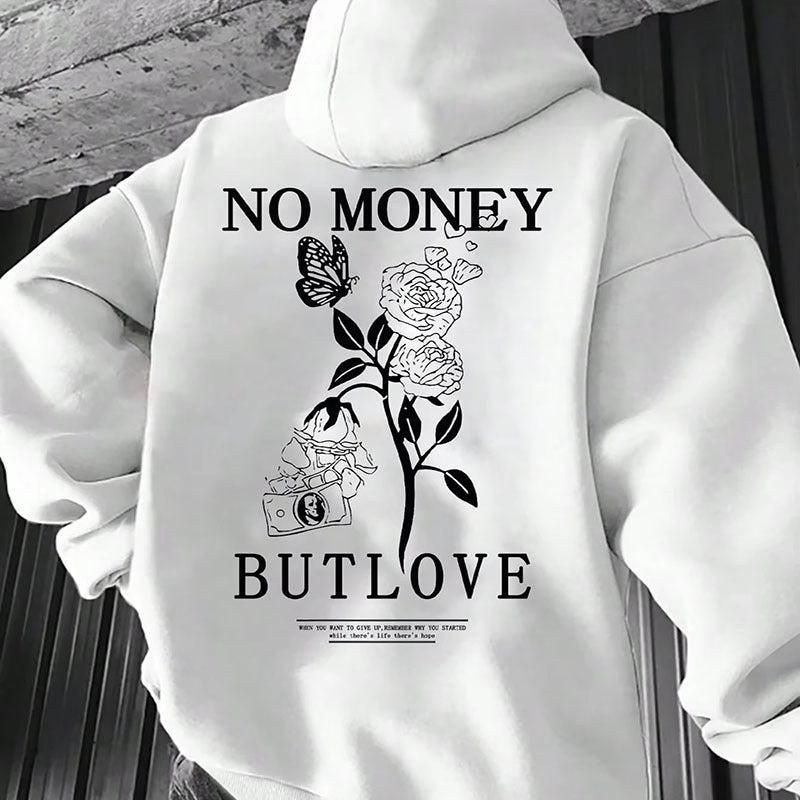 Loose Men's Flower Letter Printed Hooded Sweatshirt