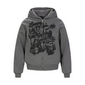 Loose-fitting Printed Hooded Cardigan Sweatshirt For Boys