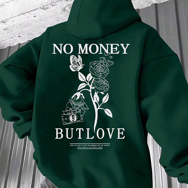 Loose Men's Flower Letter Printed Hooded Sweatshirt