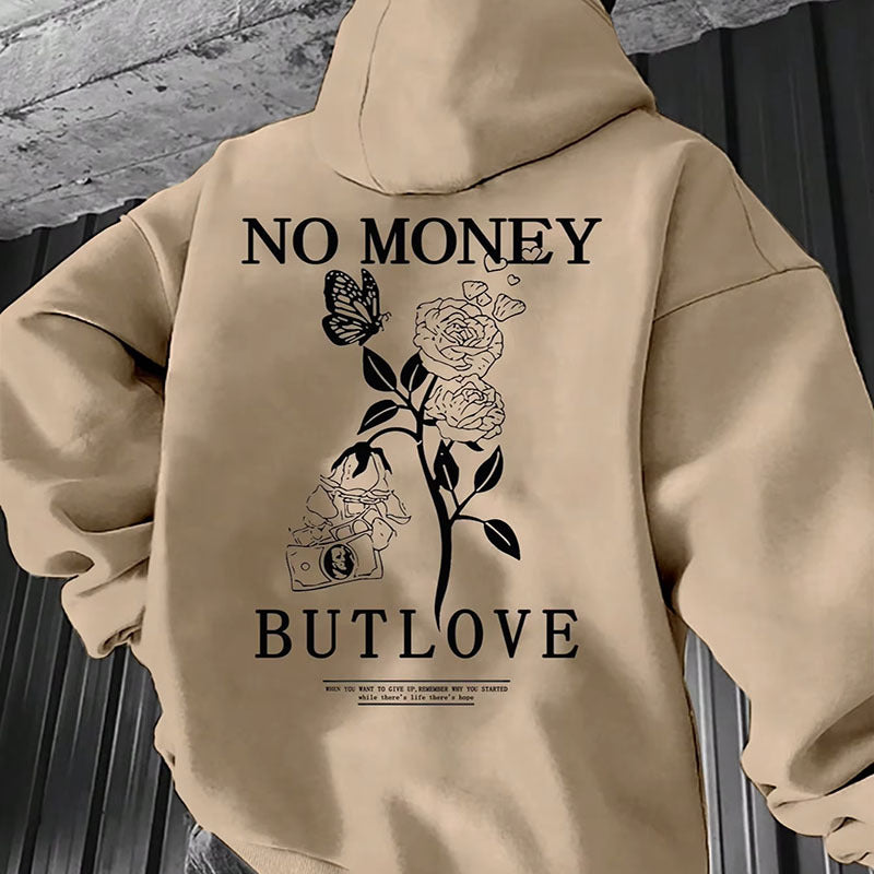 Loose Men's Flower Letter Printed Hooded Sweatshirt