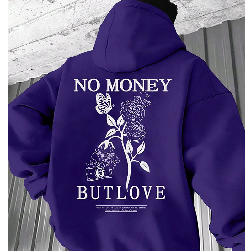 Loose Men's Flower Letter Printed Hooded Sweatshirt